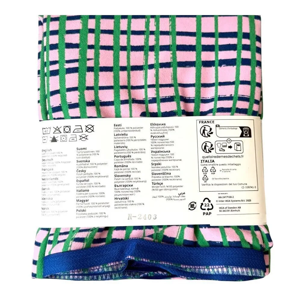 IKEA HAMNKRASSING Pink & Green Pillow Cover 20